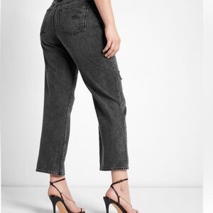 NWT Express Mid Rise Black Ripped 90s Ankle Boot Jeans